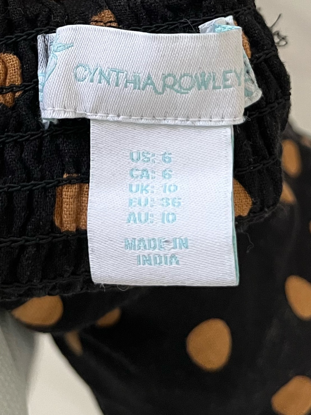Cynthia Rowley Black and Tan Polka Dot Sleeveless Midi Dress size 6 - Picture 9 of 9